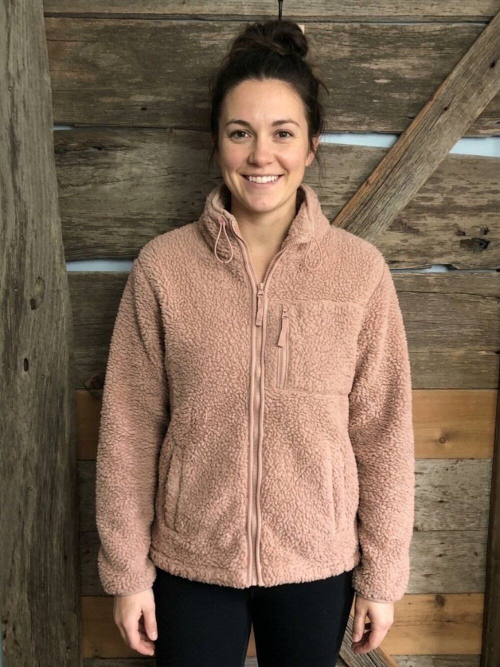 Bluenotes size med pink zip up teddy jacket